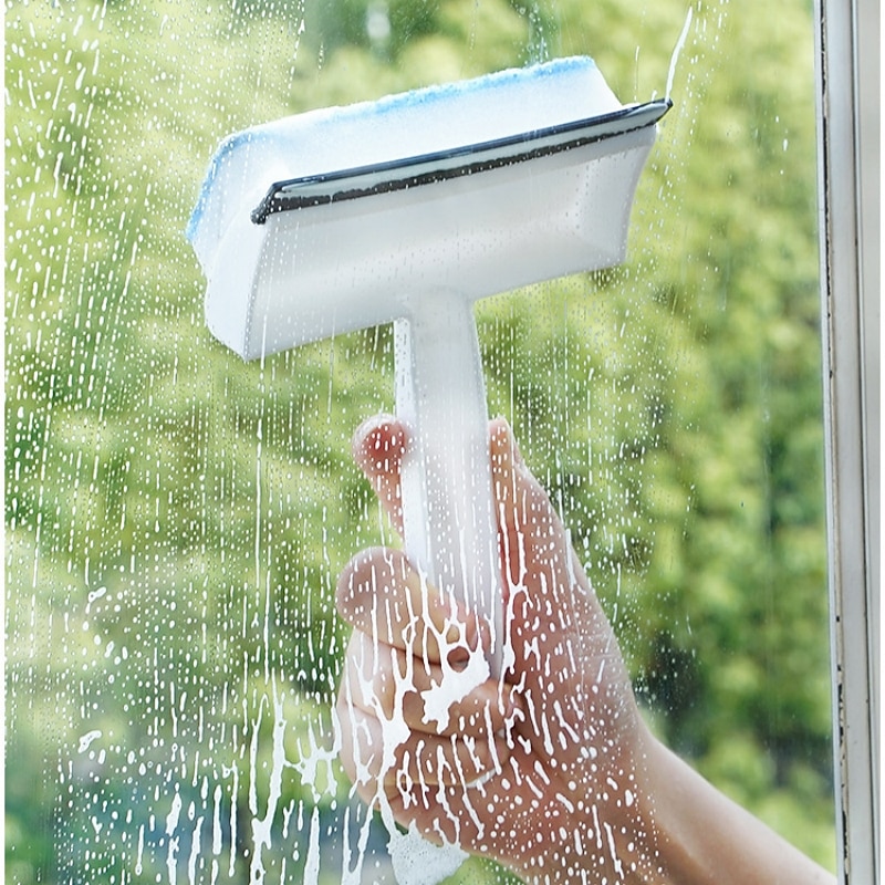 Magic Window Glass Cleaning Brush Double-sided Sponge Wiper Scraper Bathroom Wall Shower Squeegee Mirror Scrubber Tools2