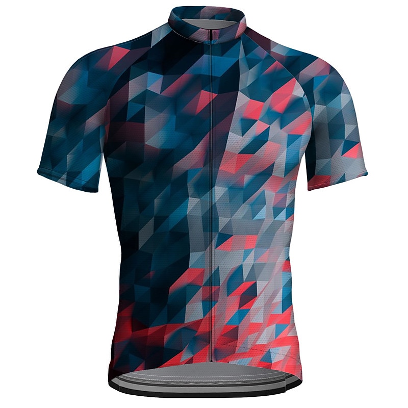 Men's Cycling Jersey Geometic Short Sleeve Bike Top with 3 Rear Pockets Mountain Bike MTB Road Bike Cycling Quick Dry Reflective Strips Back Pocket Moisture Wicking Sports Blue Orange Green Clothing