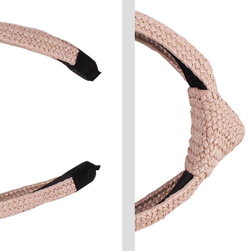 1 PC Straw Knotted Headbands for Women Summer Beach Rattan Top Knot Headband Bohemian Wide Headbands Twist Knot Wide Hairbands Woven Headwear for Girls Women Raffia Headwear Holiday Hair Styling3
