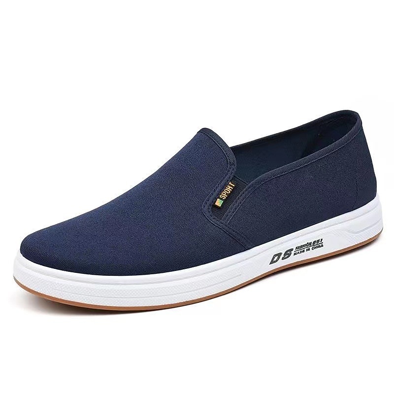 Men's Navy Blue Canvas Slip-On Shoes – Lightweight Casual Loafers with White Sole for Walking, Travel, and Daily Wear4