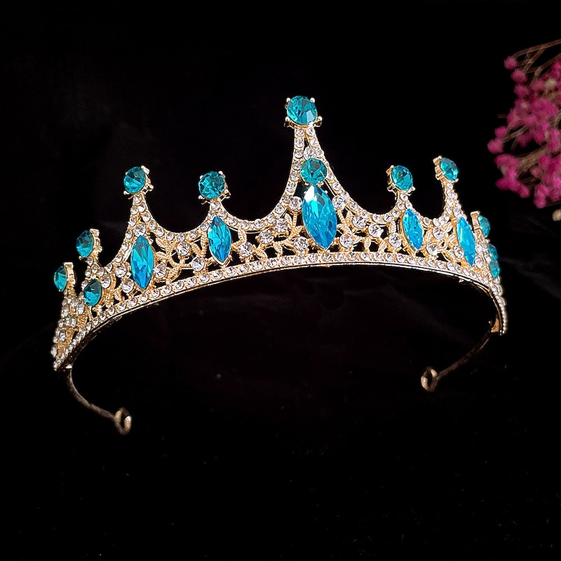 Children's Crown Headwear Flower Children's Crystal Handmade Hair Ornament Girl Crown Princess Birthday Band Stage Performance Photography3