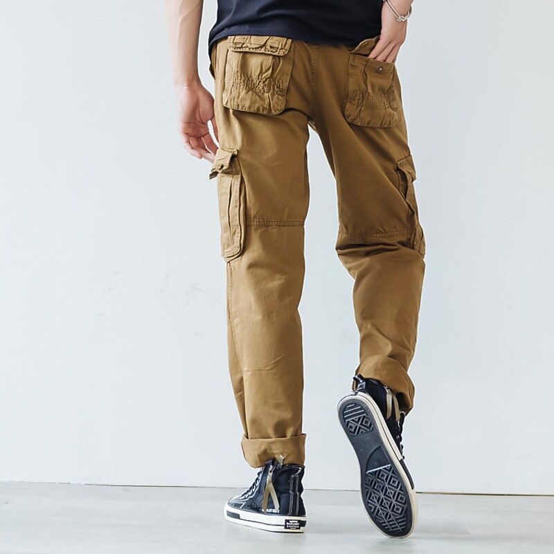 Men's Cargo Pants Cargo Trousers Trousers Work Pants Multi Pocket 6 Pocket Plain Comfort Breathable Streetwear Vintage ArmyGreen Black Micro-elastic3