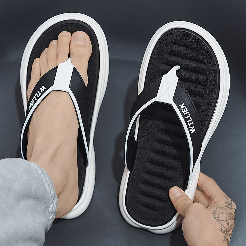 Men's Slippers & Flip-Flops Flat Sandals Flip-Flops Walking Casual Beach Daily EVA Breathable Black Blue Khaki Summer4