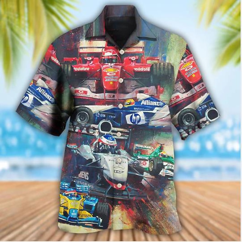 Men's Letter Poker Shirt Summer Hawaiian Shirt Button Up Shirt Short Sleeve Tropical Fashion Hawaiian Casual Hawaiian Holiday Summer Spring Turndown Print Button-Down Black / Green Yellow Black / Red4