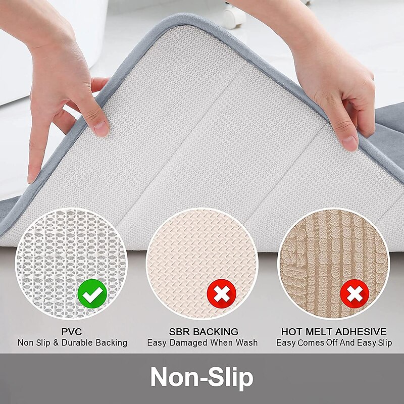 Memory Foam Bath Mat Non-slip Contour Toilet Bath Rug, U-Shaped Non Slip Absorbent Thick Soft Washable Bathroom Rugs, Floor Carpet Bath Mat for Bathroom Sink Toilet 50*60CM (20