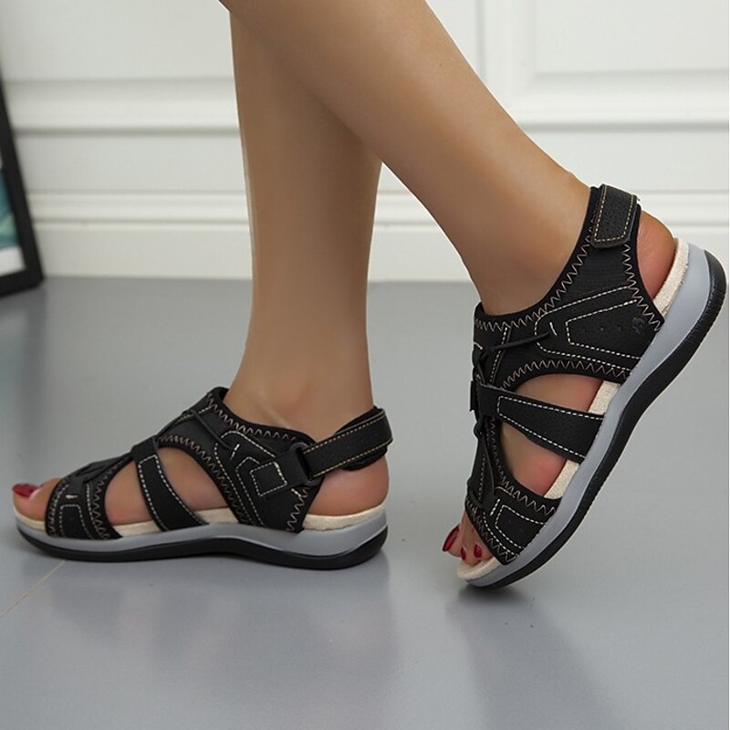 Women's Sporty Walking Sandals – Adjustable Velcro Lightweight Outdoor Sandals for Summer & Casual Wear