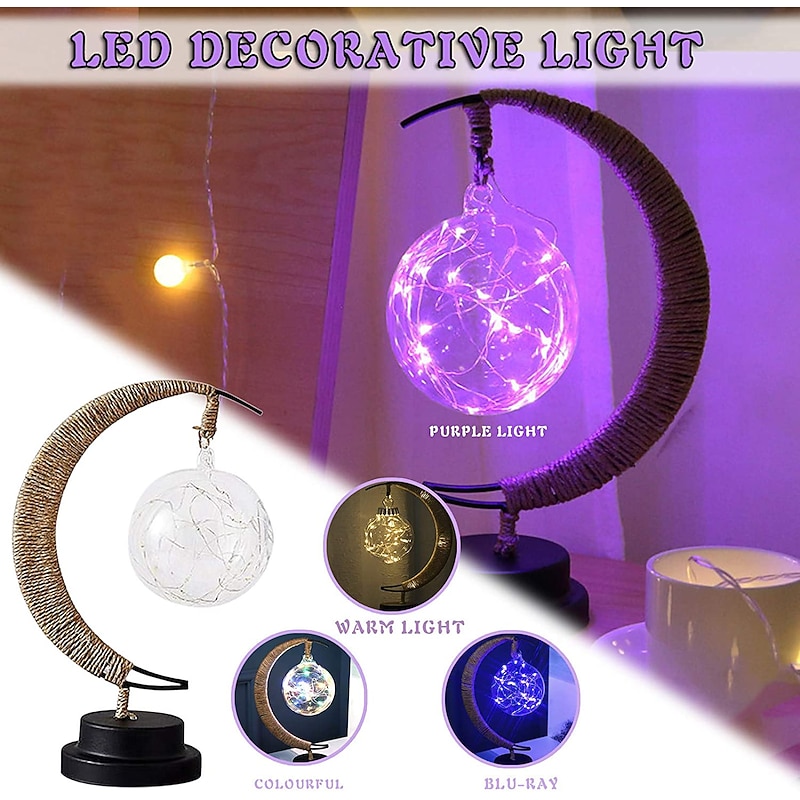 Enchanted Lunar Lamp LED Moon Lamp Kids Night Light Galaxy Lamp Hanging Moon Lamp Magic Moon Night Light Remembrance Gift for Home Decorations (Moon Lamp)