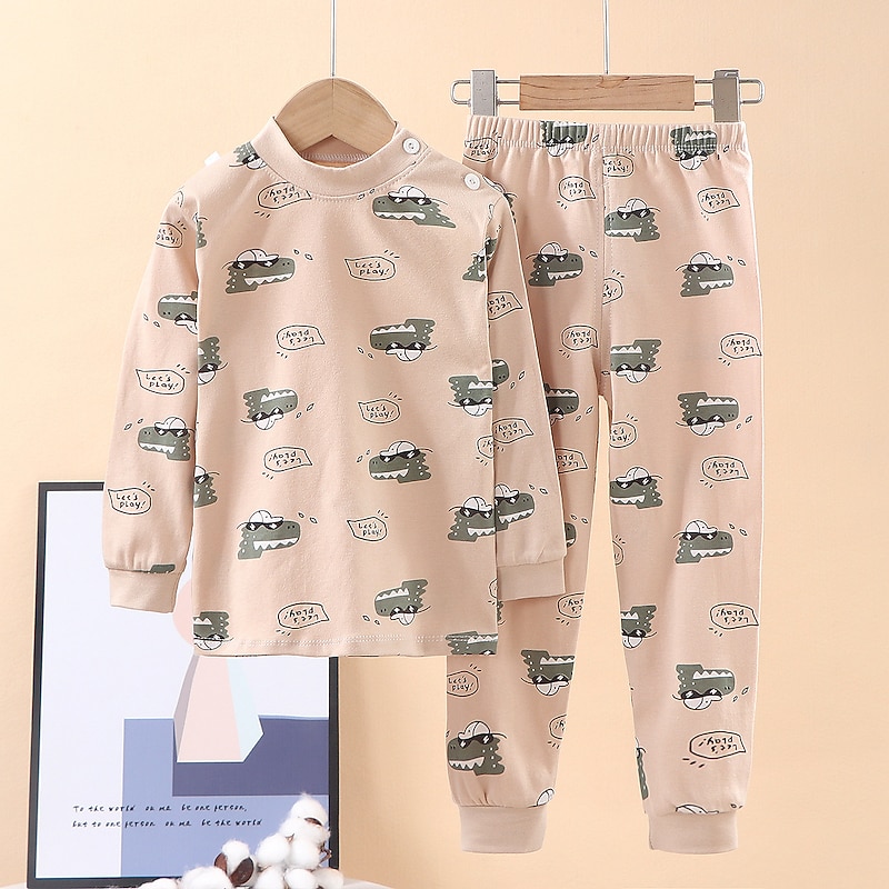 Kids Boys' 2 Pieces Sweatshirt & Sweatpants Set Long Sleeve children's crocodile underwear glasses children's square underwear big boy underwear rocket Animal Cartoon Summer Spring Daily Home 7-133