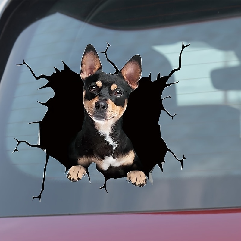 3D Car Stickers Auto Rear Window Puppy Broken Window Stickers French Bulldog Car Stickers Vinyl Decals3
