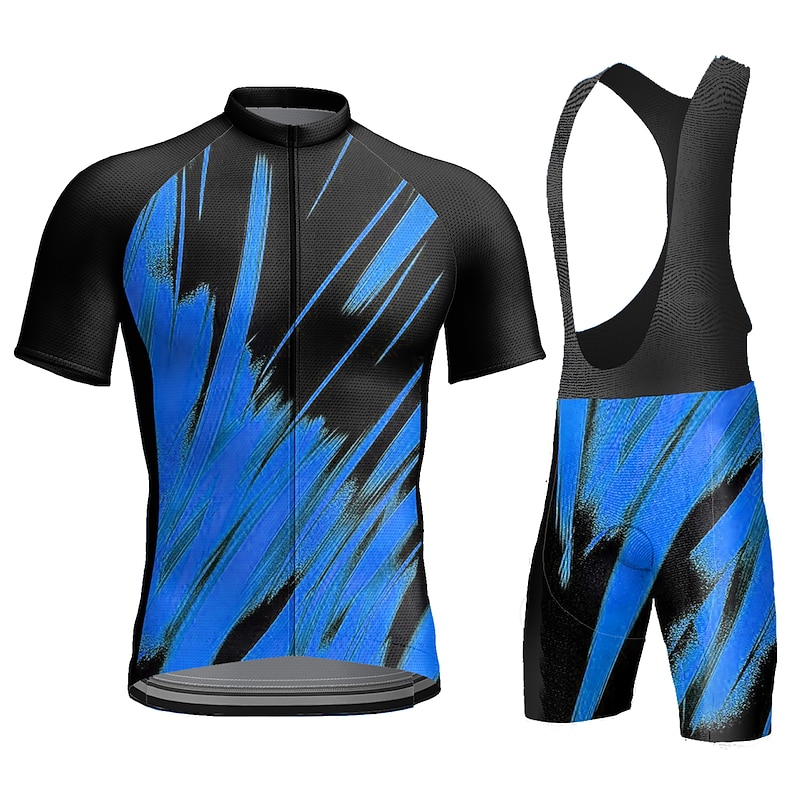 Men's Cycling Jersey with Bib Shorts Geometric Short Sleeve Bike Clothing Suit with 3 Rear Pockets Mountain Bike MTB Road Bike Cycling 3D Pad Quick Dry Back Pocket Moisture Wicking Sports Yellow Red4