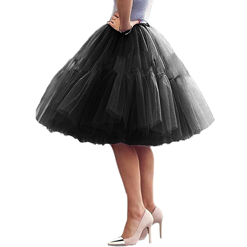 1950s Princess Rockabilly Knee Length Petticoat Hoop Skirt Tutu Under Skirt Fancy Dress Women's Kings Day Party Evening Wear Cocktail Party Prom Adults' Skirt2