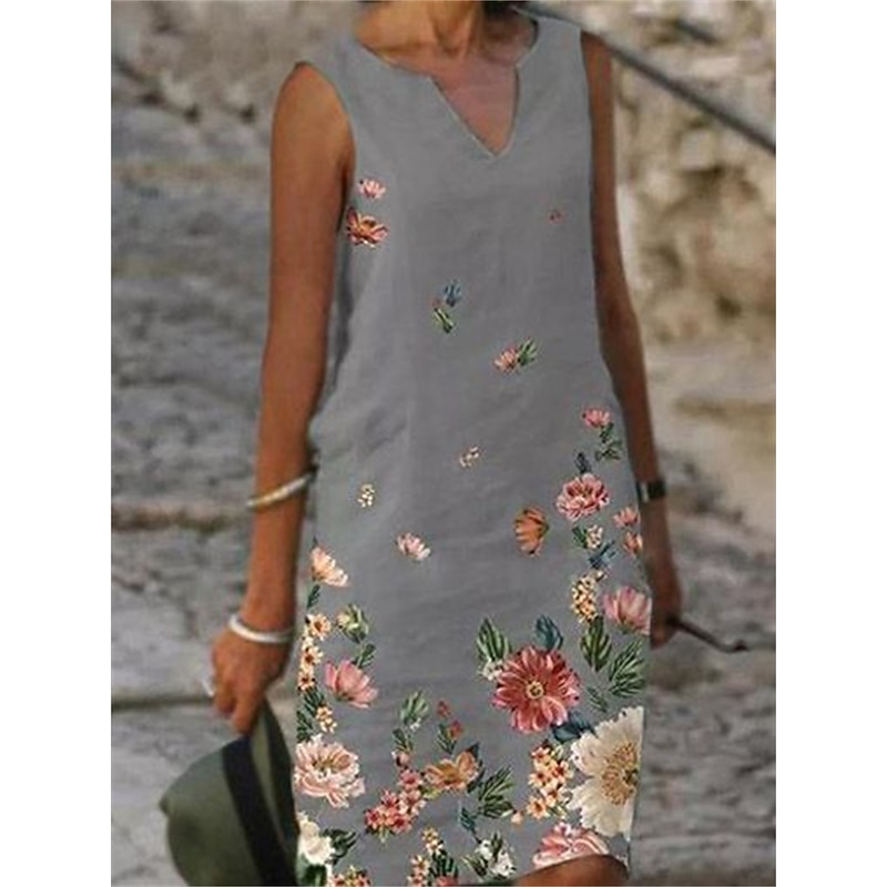 Women's Shift Dress Tank Dress Print Dress Active Fashion Streetwear Outdoor Vacation Street Loose Fit Sleeveless V Neck Black White Pink Blue Summer Spring2