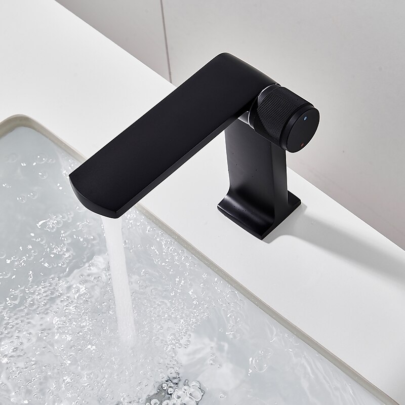 Basin Sink Mixer Taps, Bathroom Sink Faucet Single Handle One Hole Deck Mounted Vessel Water Tap with Hot and Cold Hose3