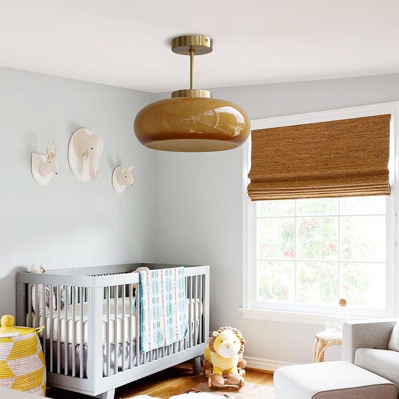 Vintage Ceiling Lights,Retro Glass Chandelier,Flush Mount Chandelier Light,Unique Brass Chandelier Dining3