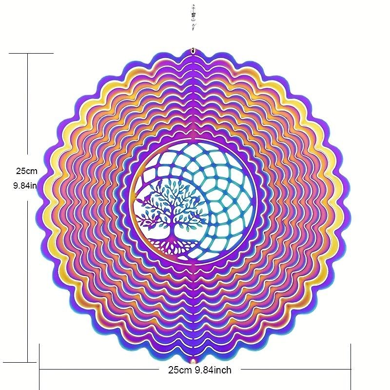 1pc 3D Hanging Wind Spinner Outdoor Decor For 3D Garden Wind Chimes Metal Yard Spinners 3D Stainless Steel Spinner Gifts Tree Of Life 3D Spinner With 360° Rotating Hook2