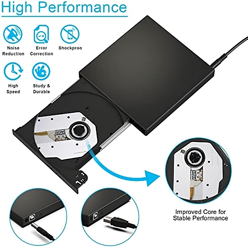 External CD DVD Drive USB 2.0 Slim Protable External CD-RW Drive DVD-RW Burner Writer Player For Laptop Notebook PC Desktop Computer2