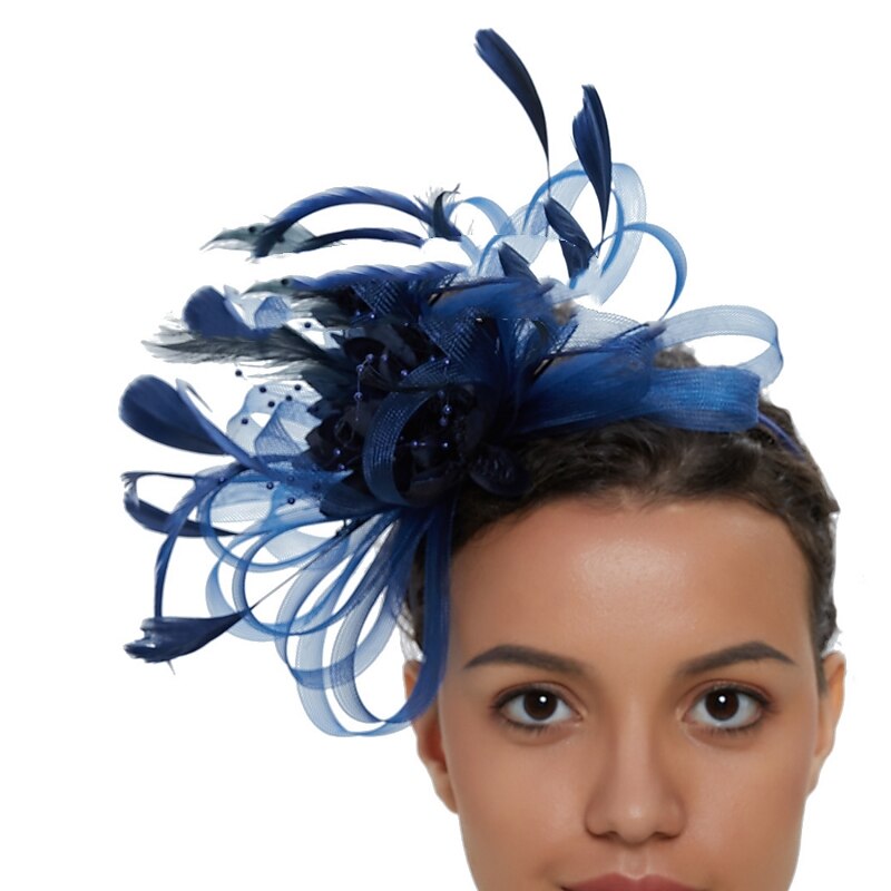 Fascinators Tulle Kentucky Derby Horse Race Cocktail Royal Astcot Retro Elegant With Feather Headpiece Headwear