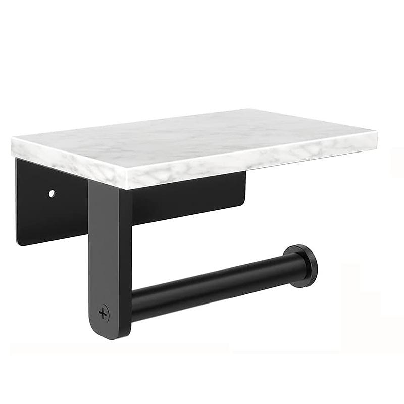 Toilet Paper Holder with Natural Marble Shelf for Bathroom Washroom,Stainless Steel Wall Mounted Tissue Holder Suitable for Mega Roll2