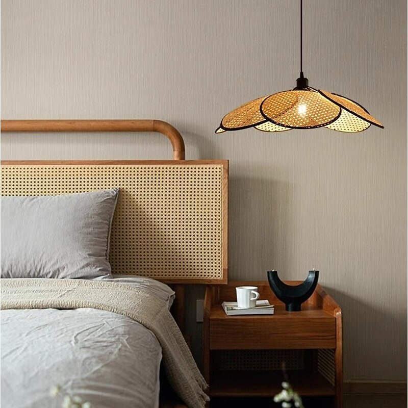 Rattan Woven Chandelier Retro Light Fixture Living Room Dining Room Balcony entrance Boho Home Decoration Lamp