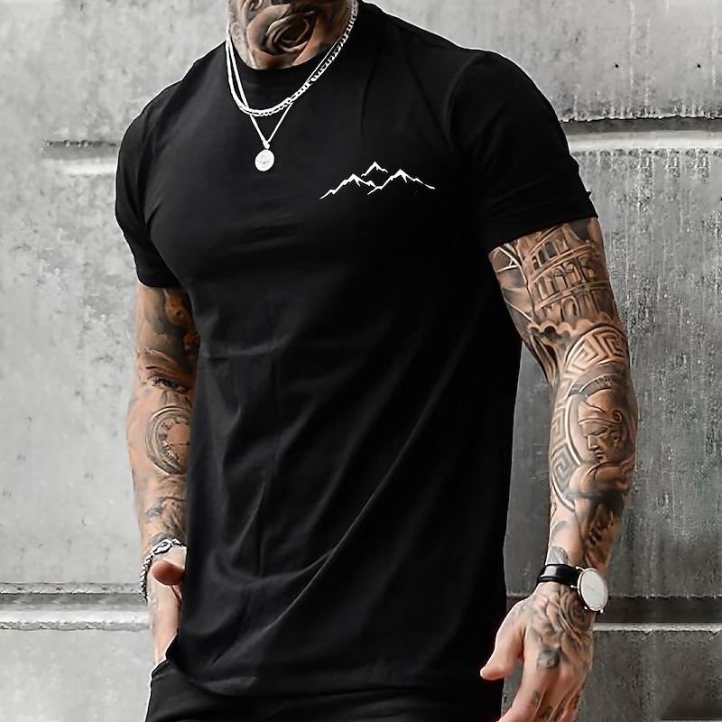 Men's Plus Size T shirt Tee Big and Tall Graphic Prints Crewneck Print Short Sleeves Streetwear Stylish Casual Tops Outdoor Going out Tops
