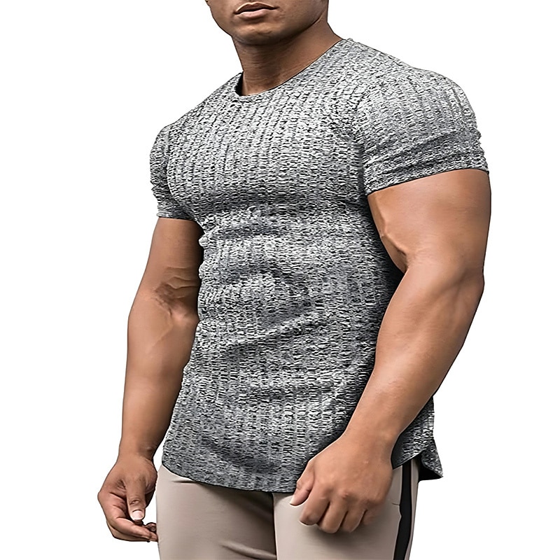 Men's T Shirt Cool Shirt Short Sleeves Crew Neck Summer Striped Designer Basic Modern Contemporary Vacation Street Going out Black White Wine Top Tee for Men 5