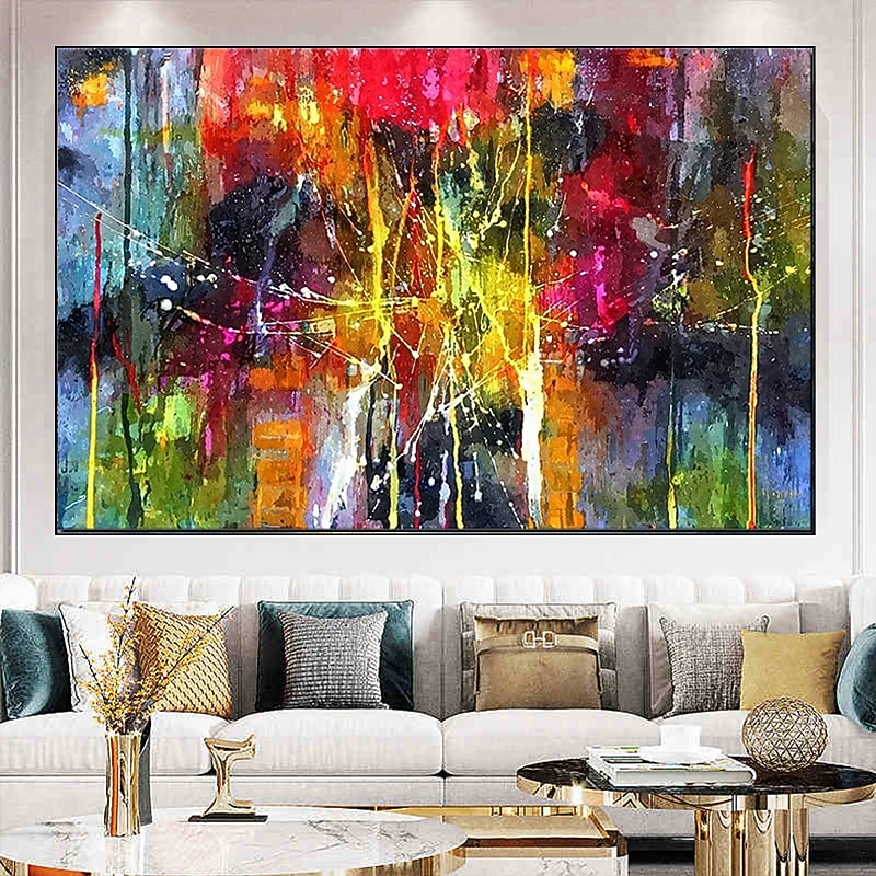 Oil Painting 100% Handmade Hand Painted Wall Art On Canvas Horizontal Abstract Modern Colorful Home Decoration Decor Rolled Canvas No Frame Unstretched