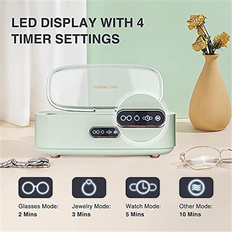 Jewelry Cleaner Ultrasonic Jewelry Cleaner Machine 45 Khz eyeglasses Cleaner for Eyeglasses, Watches, Earrings, Ring, Necklaces, Coins, Razors4
