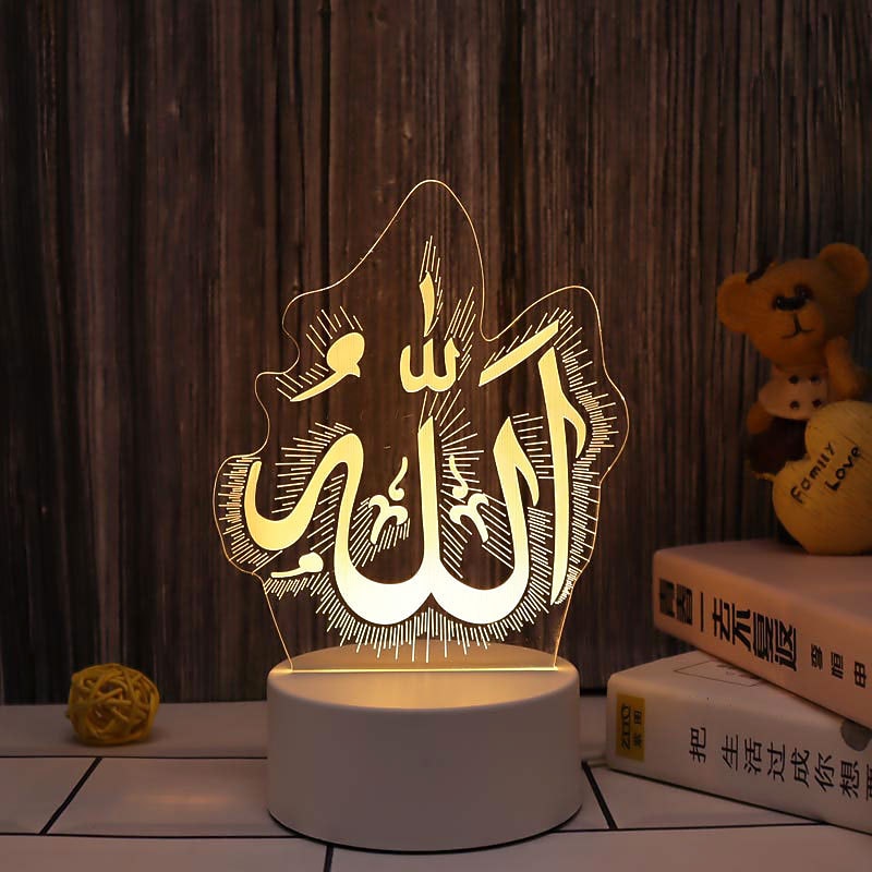 EID Mubarak 3D Night Light Decorations Acrylic LED Islamic Muslim Ramadan Festival Supplies for Home Decoration Night Lamp Bedroom Decor3