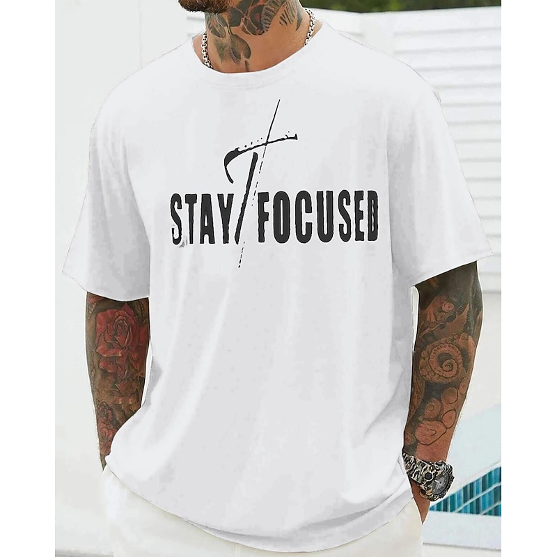 Men's Plus Size Big Tall T shirt Tee Tee Crewneck Black White Navy Blue Short Sleeves Outdoor Going out Print Graphic Prints Quotes & Sayings Clothing Apparel Cotton Blend Streetwear Stylish Casual3