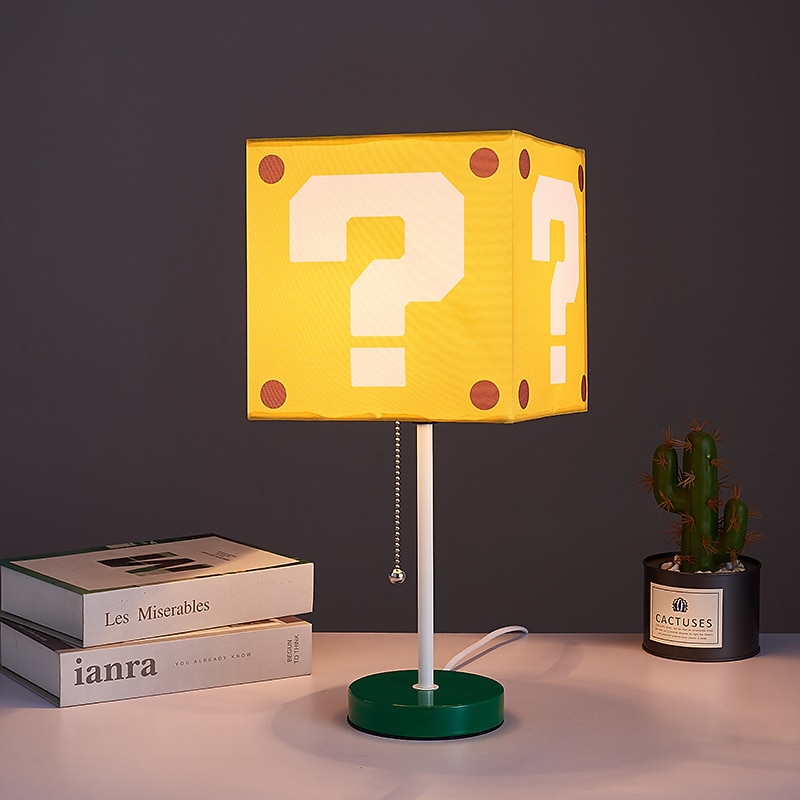 Creative Super Bros Mario Decorative Table Lamp Super Mary Bedroom Square Children's Cartoon Bedside Lamp Question Block Decor Night Light Merchandise2