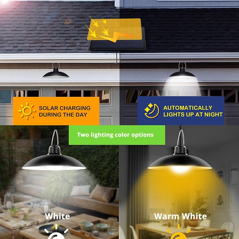Solar Pendant Light Outdoor IP65 Waterproof 2 Head Indoor Solar Lamp with Cable Remote Controller for Courtyard Garden Indoor Lawn Landscape2