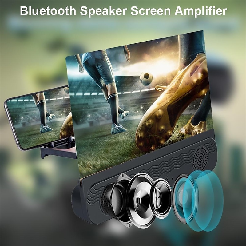 4 In1 Bluetooth 5.0 Mobile Phone Screen Magnifier 3D Enlarger 12inch Magnifying Bracket Desktop Holder Stand for Phone