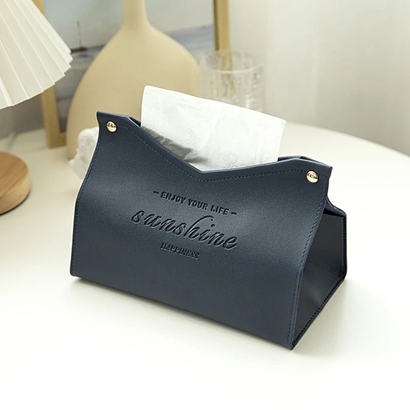 Leather Tissue Box Nordic Car Tissue Box INS Home Living Room Decoration Bedroom Kitchen Desktop Storage Box Napkin Holder2