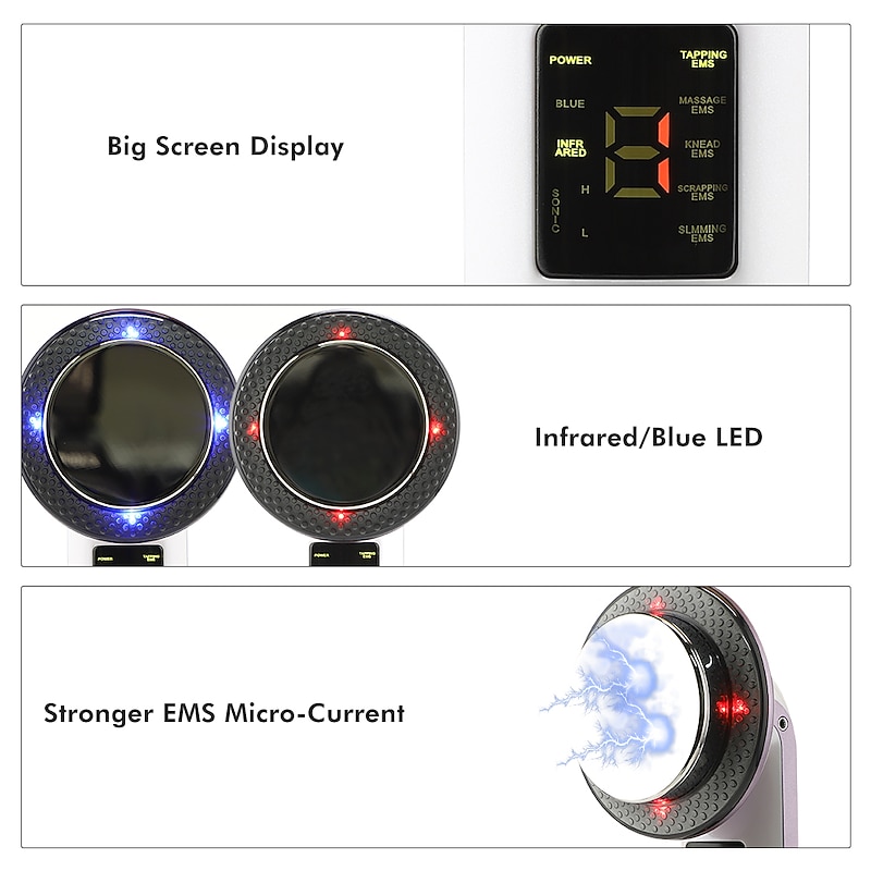 LCD Display Ultrasound Body Slimming Device Weight Loss Machine Anti Cellulite Fat Burner EMS Cavitation Face Lifting Beauty Massager with Red Blue Light Therapy4