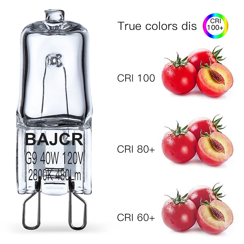 BAJCR Lighting Halogen Light Bulb G9 T4 40W JCD Bi-Pin (10 Pack) for Chandeliers, Pendants, Cabinet Lights, Landscape Lights, Desk and Floor Lamps, Wall Sconces, 230V Dimmable, 2800K Warm White3