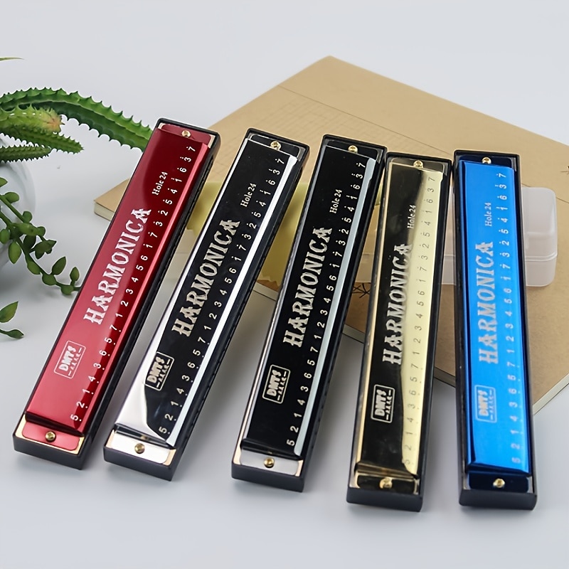 24 Hole Harmonica Mouth Metal Organ Musical Instruments For Beginners Harmonica Harp Harmonium Blues Clues Teaching Playing Gift