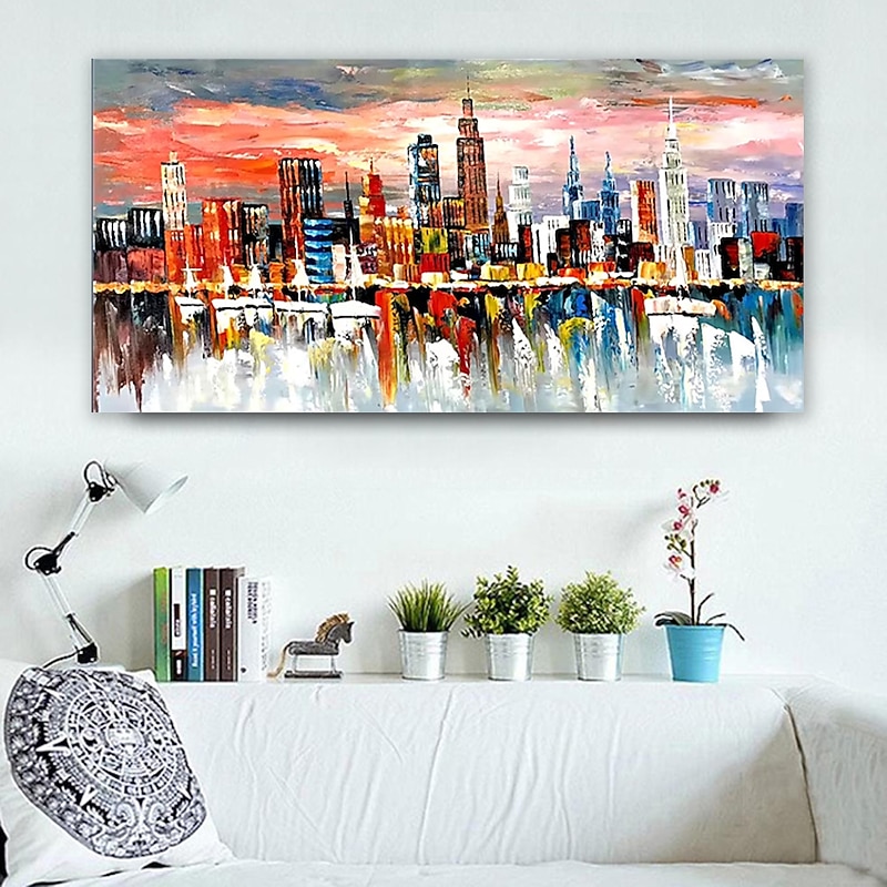 Oil Painting Hand Painted Horizontal Abstract Landscape Modern Rolled Canvas (No Frame)4