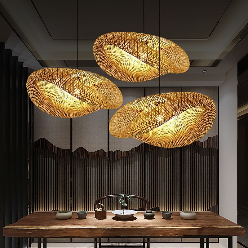 LED Pendnat Light Bamboo Lantern Design Chandelier Retro 40cm Chandelier Ceiling Lighting is Applicable to Living Room Bedroom Restaurant Cafe Bar Restaurant Club2