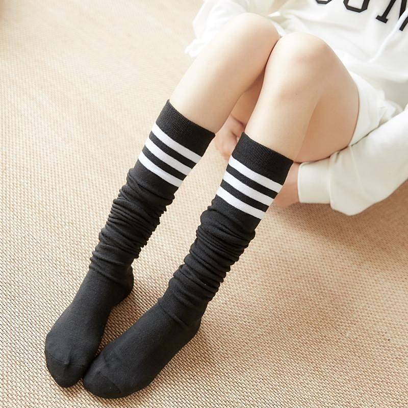 Women'S Long Socks Korean Over-The-Knee Socks Two-Bar Striped Mid-Tube Socks Students Skateboard Football Socks Back To School College Student3