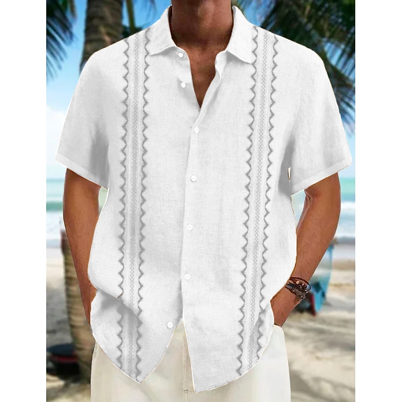 Men's Summer Shirt Casual Shirt Beach Shirt Graphic Prints Vacation Hawaiian White Yellow Blue Gray Short Sleeve Lapel Spring & Summer Clothing Apparel Print3