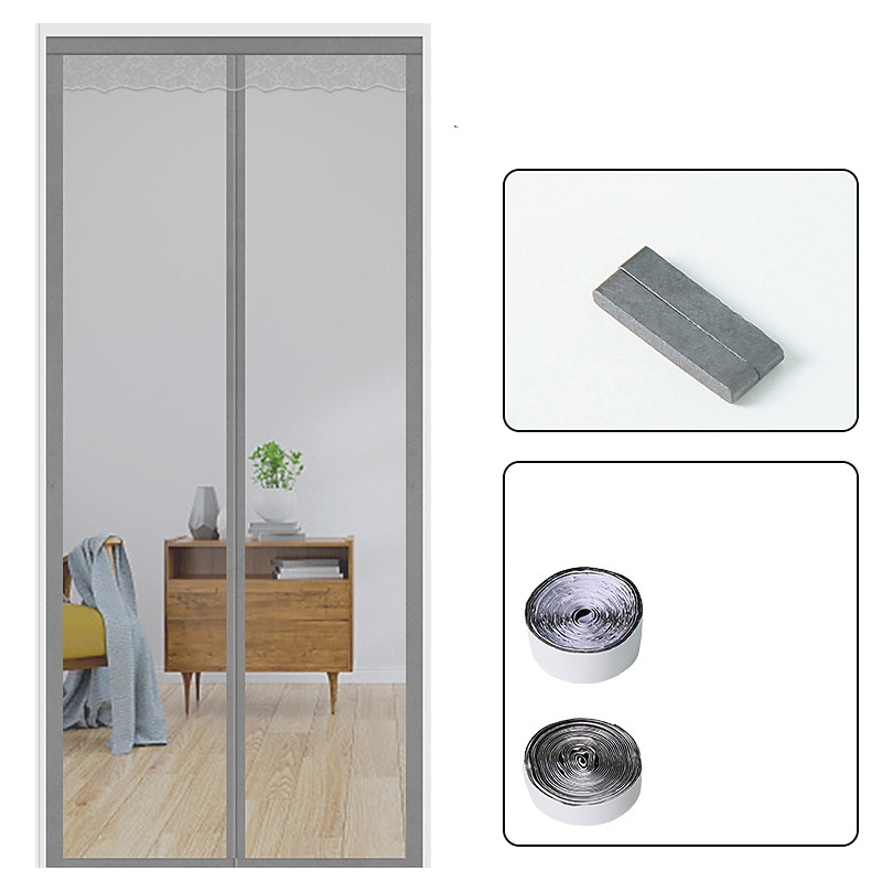 Magnetic Screen Door，Fly Insect Door Screen Magnetic Closure, Magnetic Door Screen Mesh Mosquito Protection for Convenient Entry, Keep Bugs Out Black3