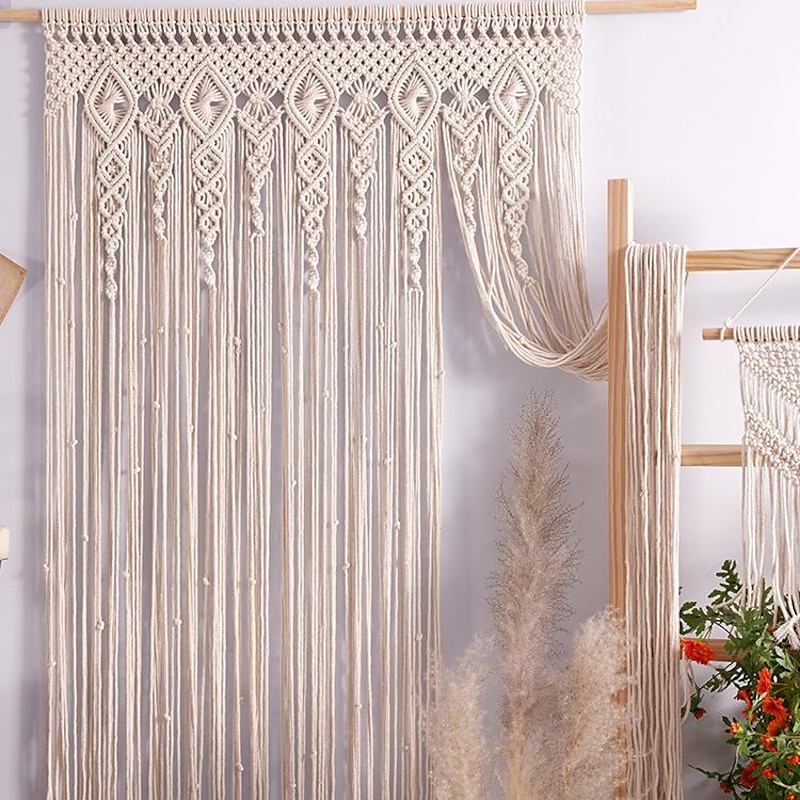Boho Macrame Curtains Sliding Door Curtain Woven Bohemian Tapestry Decor,Outdoor Curtain Privacy, Patio Wedding Decoration, Room Divider for Pergola, Gazebo, Balcony, Porch4