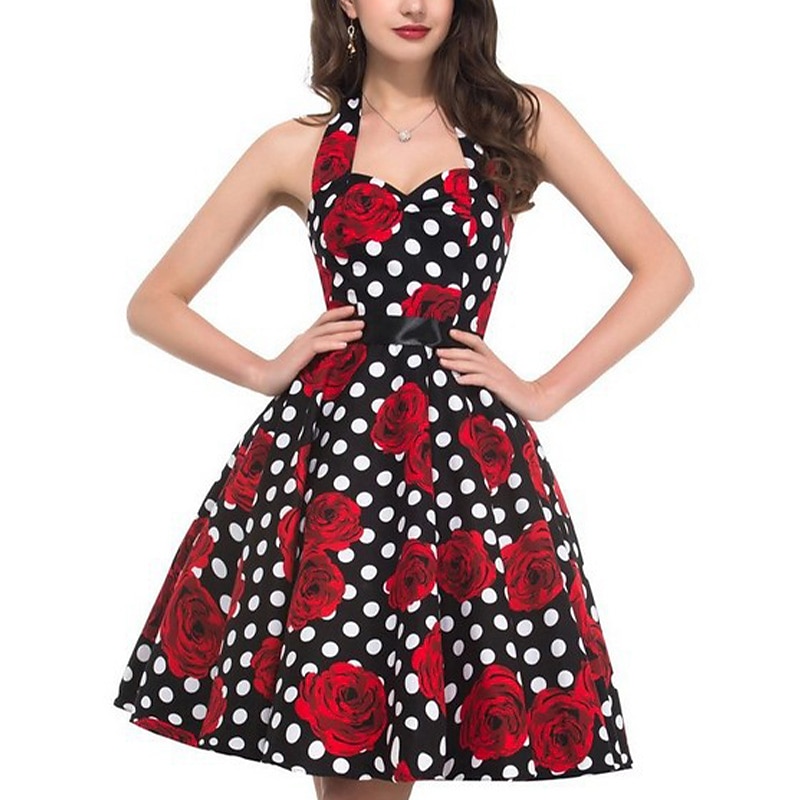 Retro Vintage 1950s Floral Flapper Dress Swing Dress Flower / Floral Fancy Dress Women's Masquerade Casual Daily Bachelorette Party Adults' Dress Homecoming Dresses