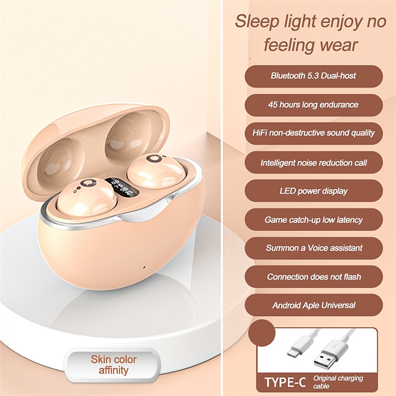 True Wireless Bluetooth Earphone Mini Invisible Headphones Bluetooth 5.3   HIFI Stereo Noise Reduction Sleep In Ear Earphones Smart Touch Sports Gaming Earphones for Smartphone2
