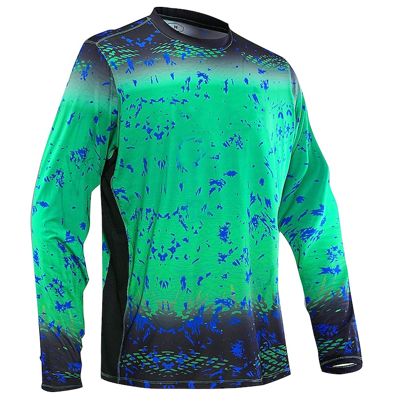 Men's Fishing Shirt Outdoor Long Sleeve UPF50+ UV Protection Breathable Quick Dry Lightweight Top Summer Spring Outdoor Fishing Yellow / Black Dark Gray Green Black2