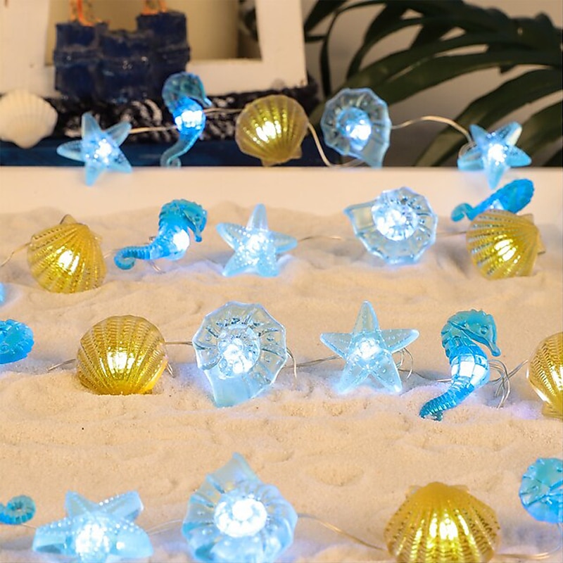 Marine Theme String Lights 3M 30LEDs Mushroom Bees Copper Wire Fairy String Lights Holiday Seaside Party Decor Lights Battery Powered Christmas Birthday Wedding Garden Outdoor Camping Family Party Dec2