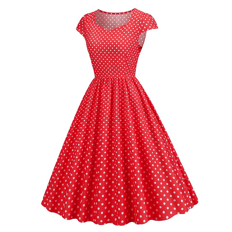 Polka Dots Retro Vintage 1950s Grease Outfits Swing Dress Flare Dress Polka Dot Fancy Dress Women's Carnival Masquerade Casual Daily Adults' Dress Homecoming Dresses3