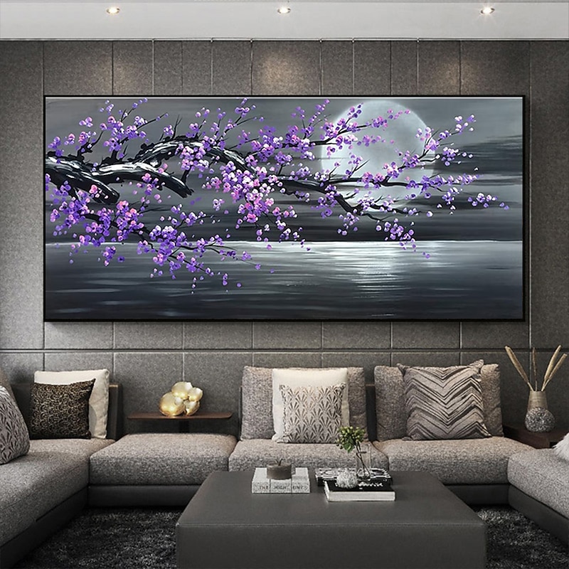 Oil Painting Hand Painted Abstract Floral Botanical Modern Rolled Canvas Rolled Without Frame