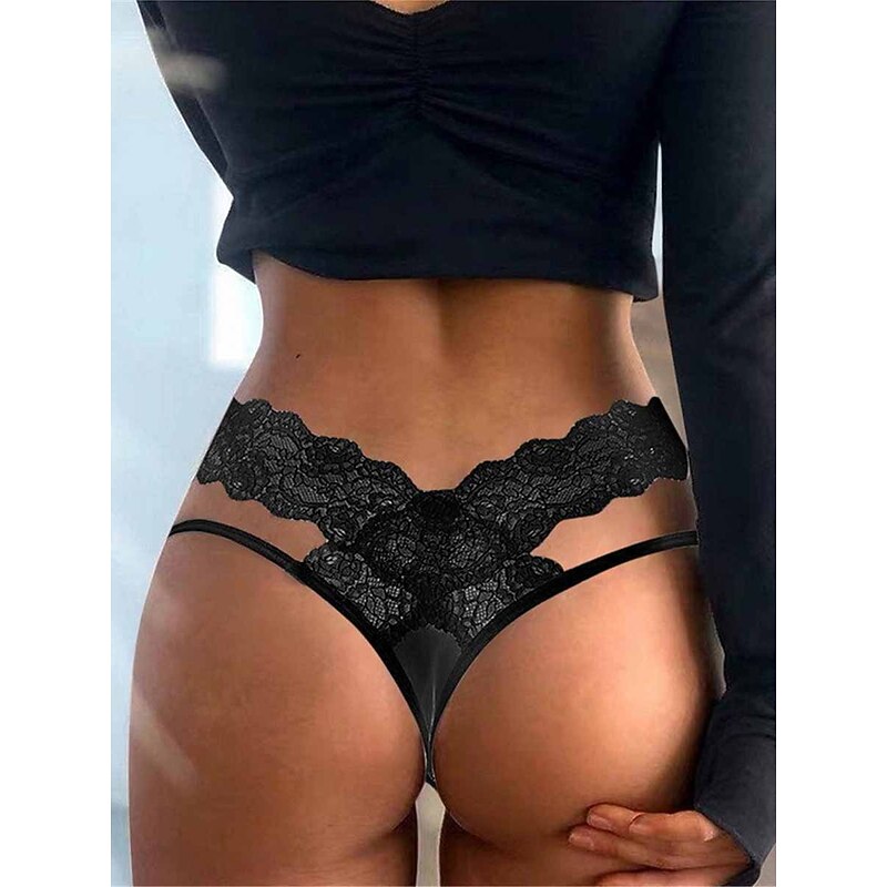 Women's Sexy Lingerie Panties Pure Color Fashion Hot Valentine's Day Bed Lace Breathable Summer Spring Home Outfits4