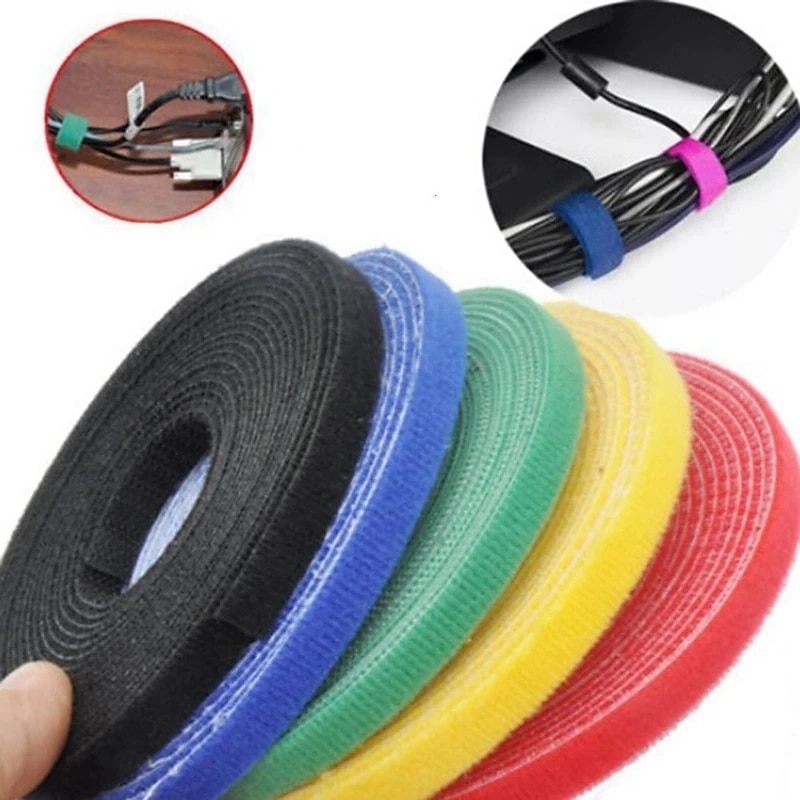 Reusable Fastening Tape Cable Ties Double Side Hook Roll Hook and Loop Straps Wires Cords Organizer - Main Image
